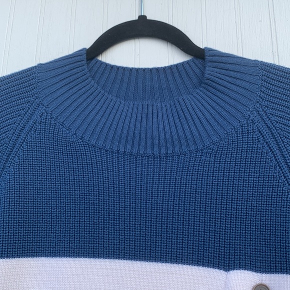 Eleventy blue Wool Sweater color block button sleeve - Picture 5 of 14